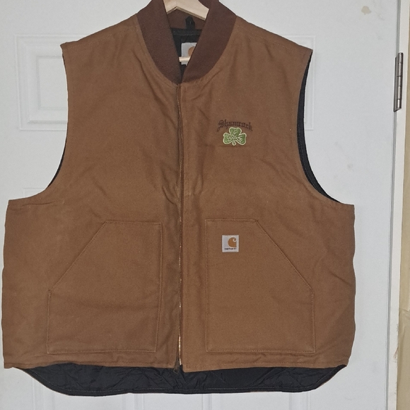 Carhartt Tan Vest with Green Shamrock Detail